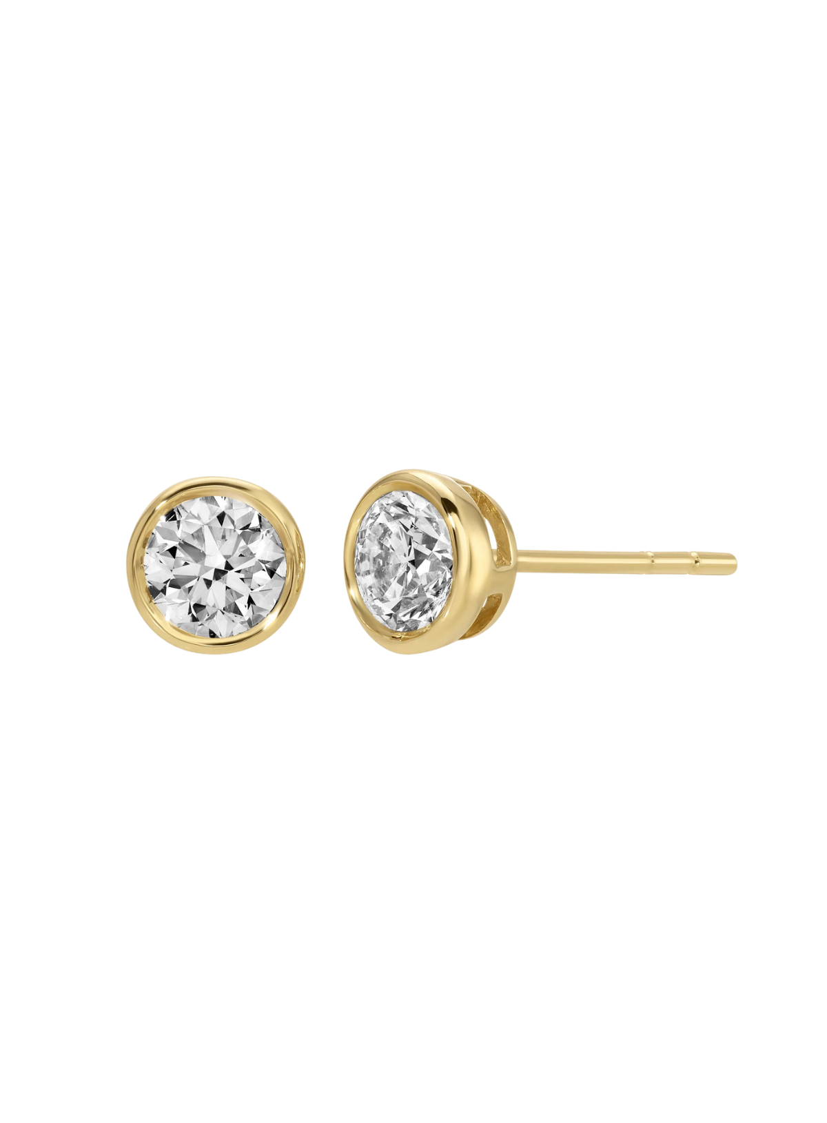 Large Round Bezel Diamond Stud Earrings