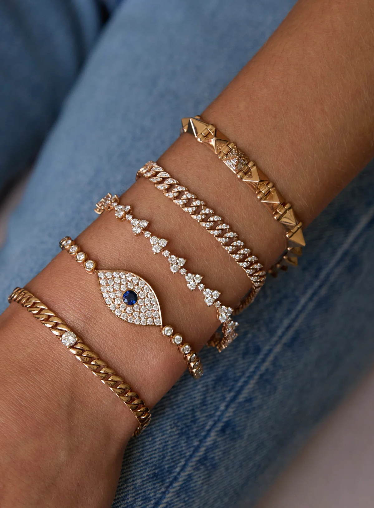 Evil Eye Bracelet with Blue Sapphire Eye