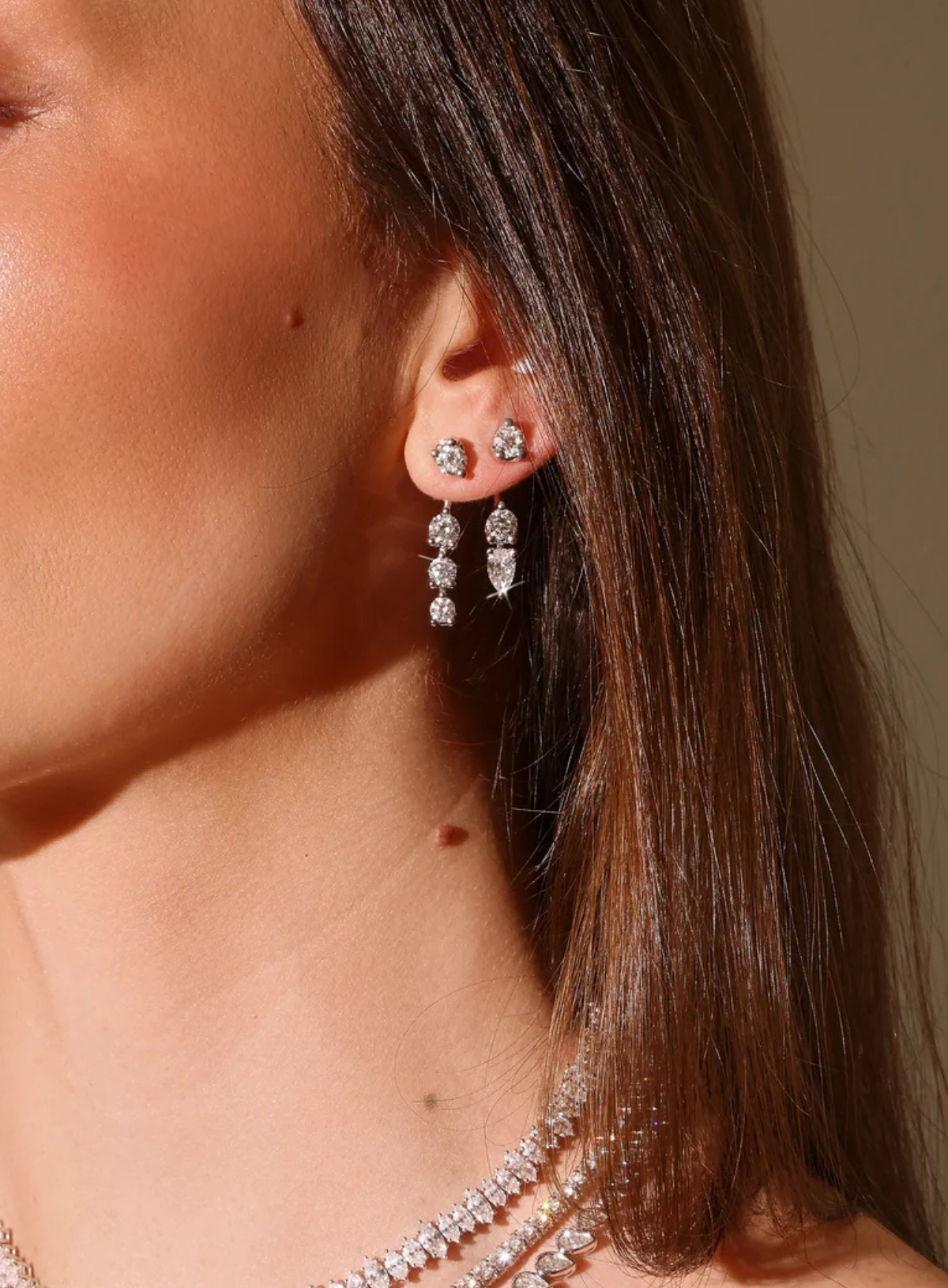 Orbit Round & Pear Drop Earrings