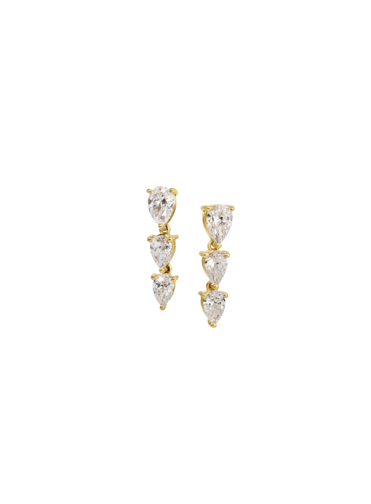 Tre Graduated Pear Diamond Drop Earrings