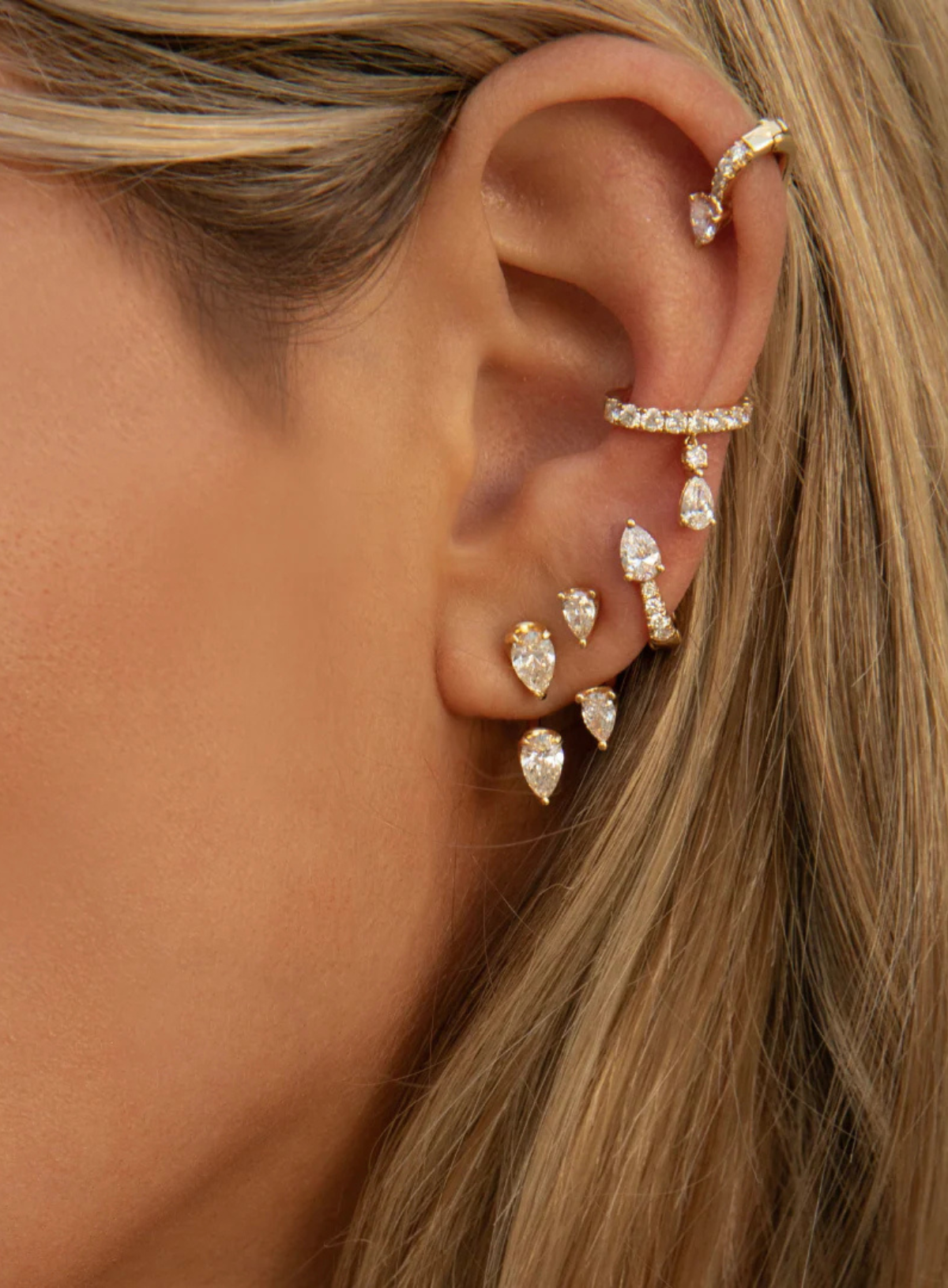 Large Pear Diamond Orbit Earring