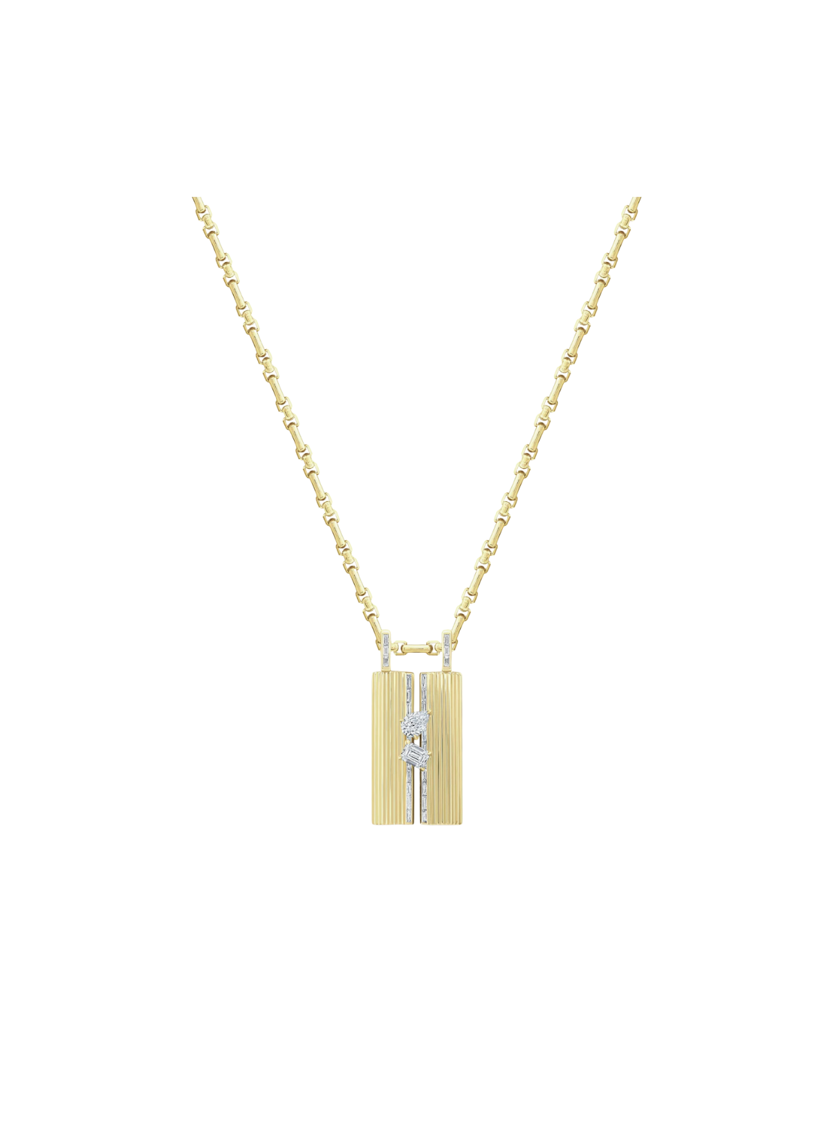 Large Blade Pear & Emerald (Baguette Pave)