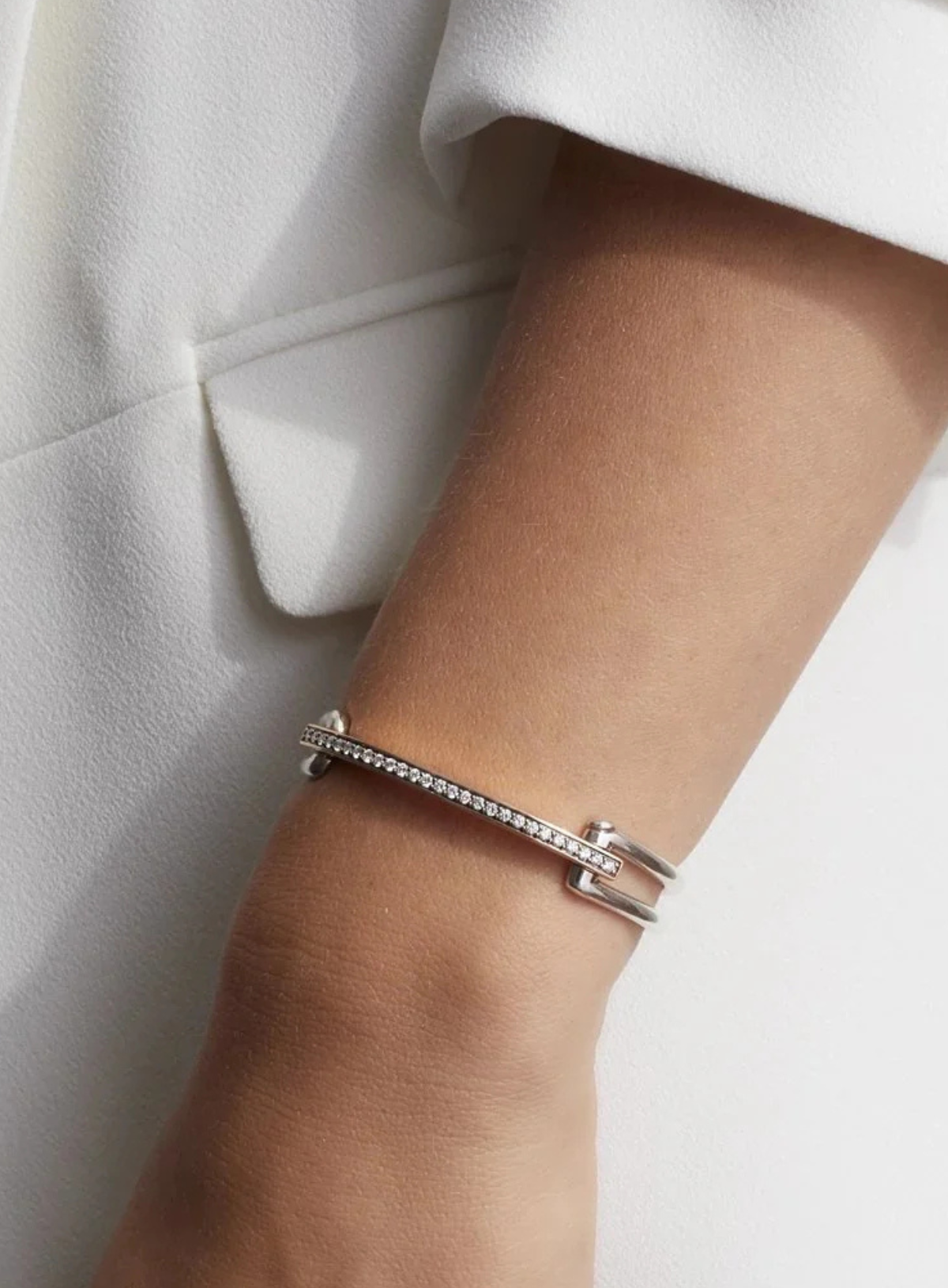 Grant Elongated Link Cuff with Diamond Bar