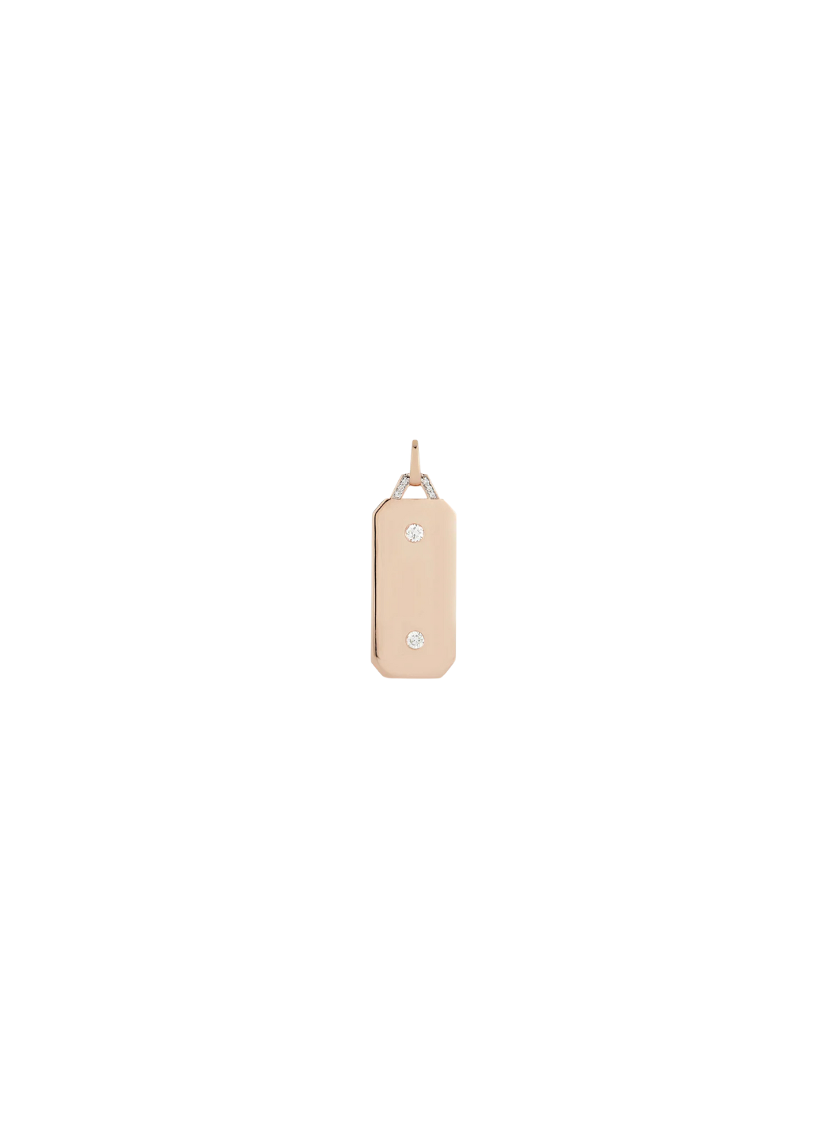 Dora 18K Gold & Diamond Small 1" Rectangular Tablet Charm with 2 Round Brilliant Diamonds