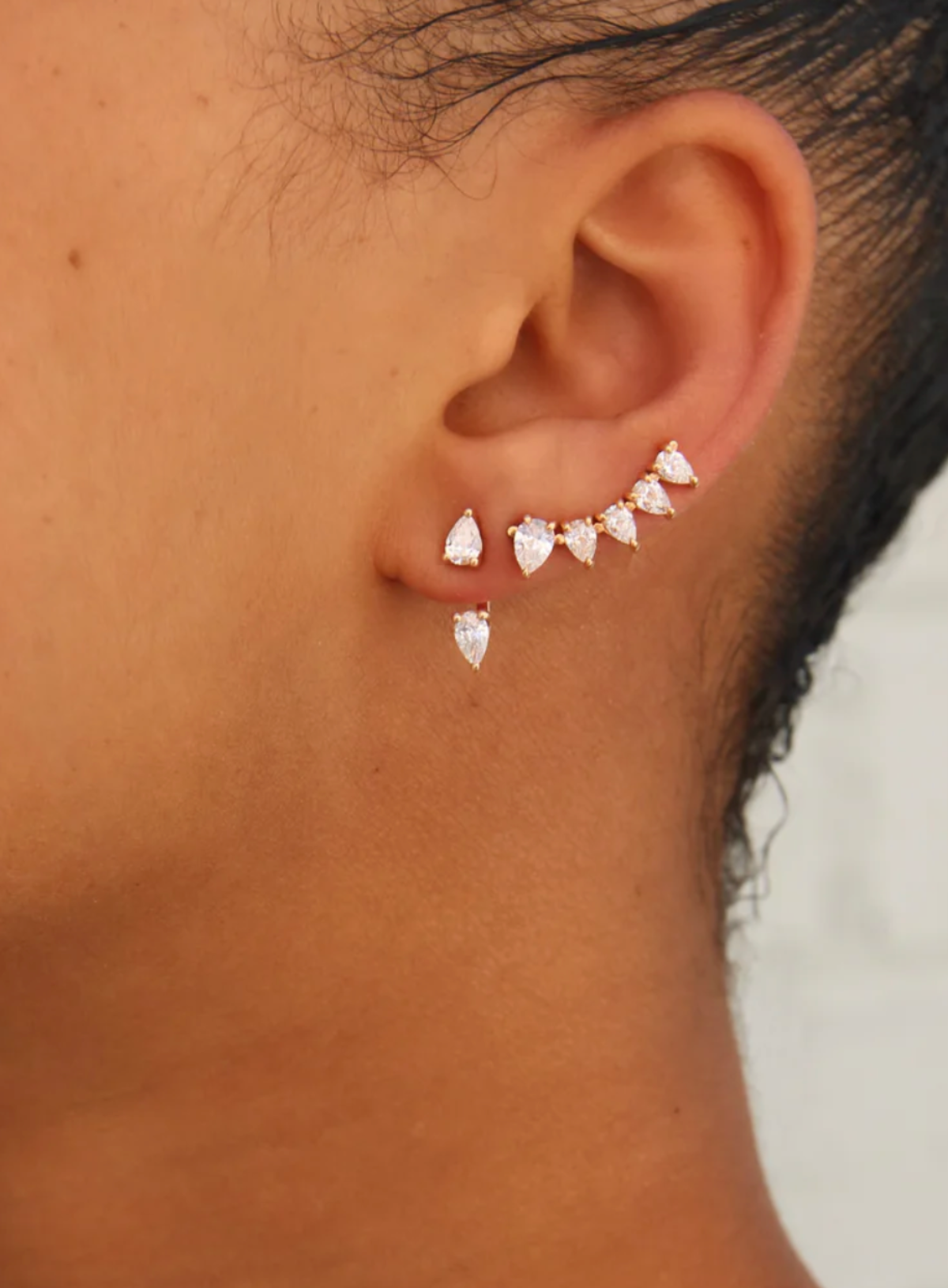 Pear Floating Diamond Earring