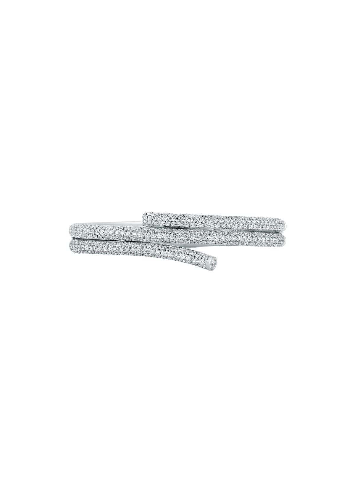 Thoby 18K White Gold Pavé Diamond Double Spiral Bracelet