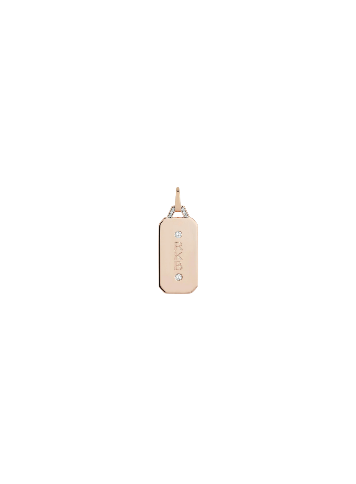 Dora 18K Gold & Diamond Small 1" Rectangular Tablet Charm with 2 Round Brilliant Diamonds