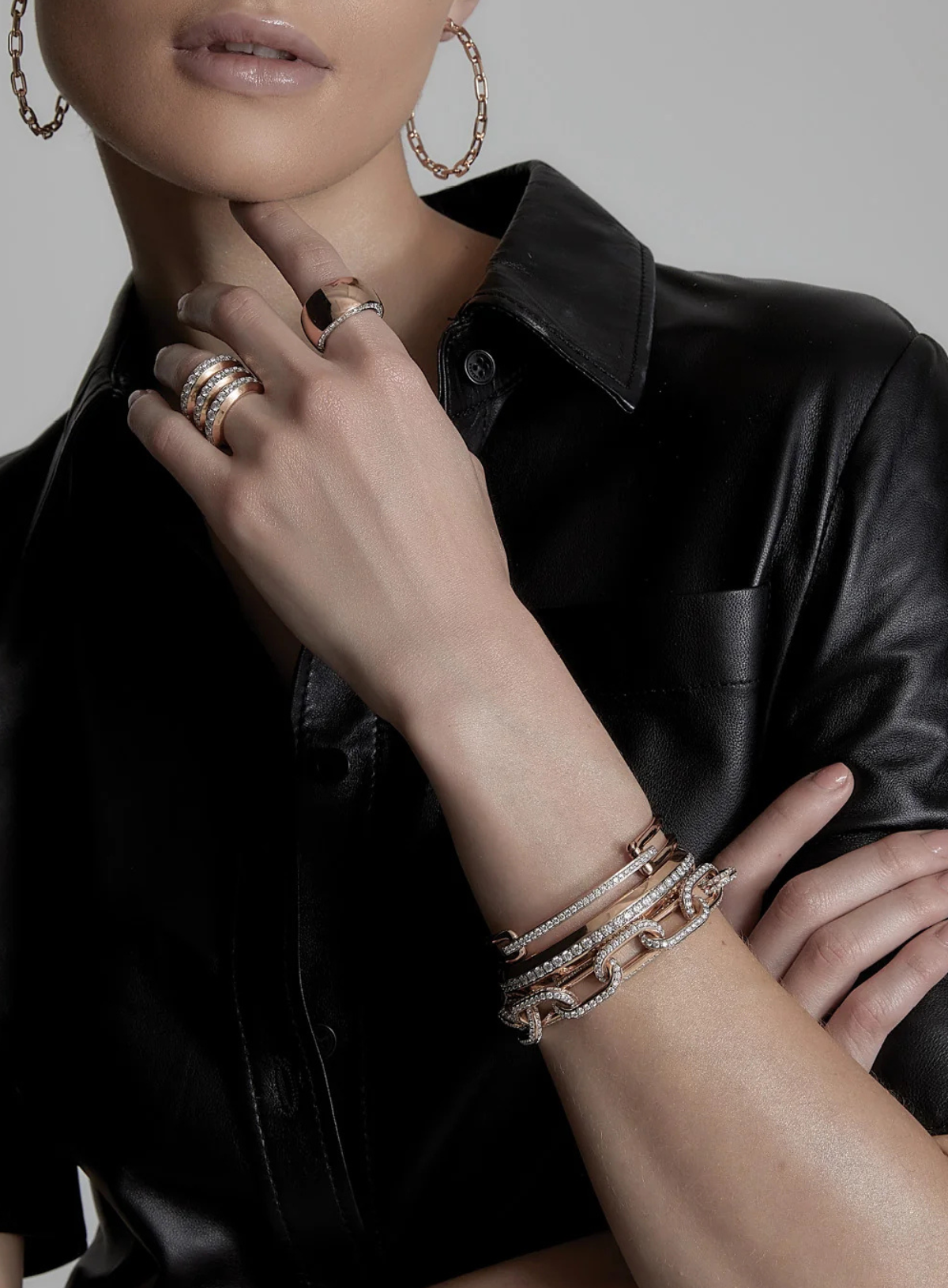 Grant Elongated Link Cuff with Diamond Bar