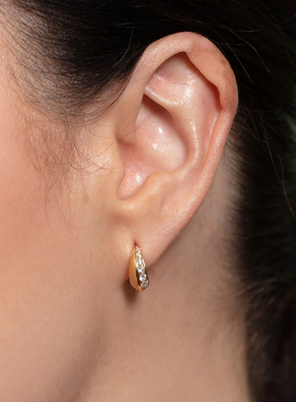 Medium Pave Cresent Hoops