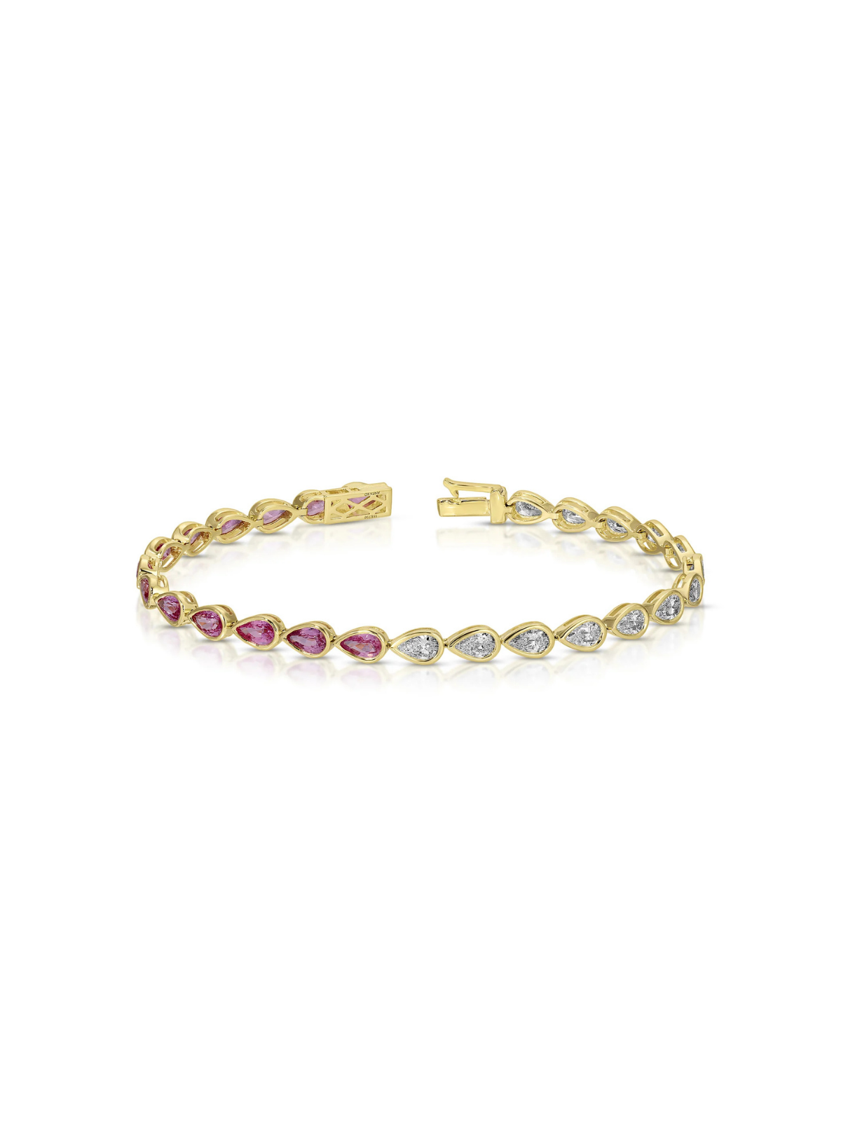 Bezeled Pear Diamond & Pink Sapphire Bracelet