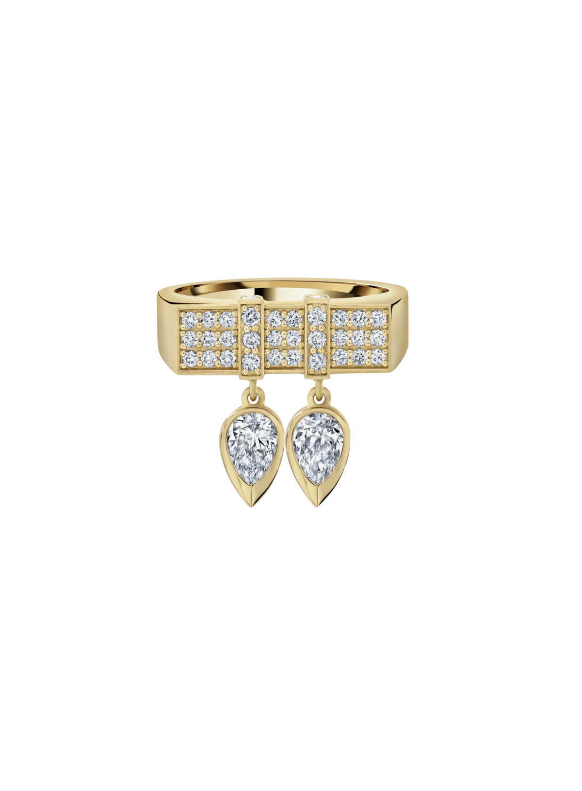 Vortex Pavé Double Pear Hanging Ring