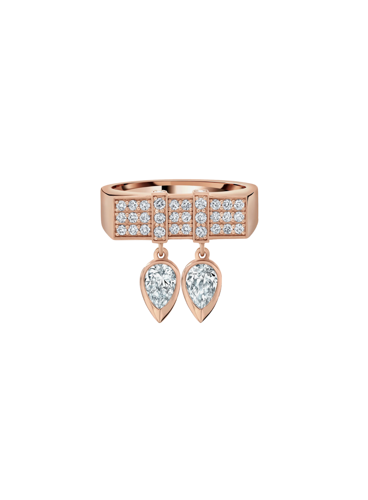 Vortex Pavé Double Pear Hanging Ring