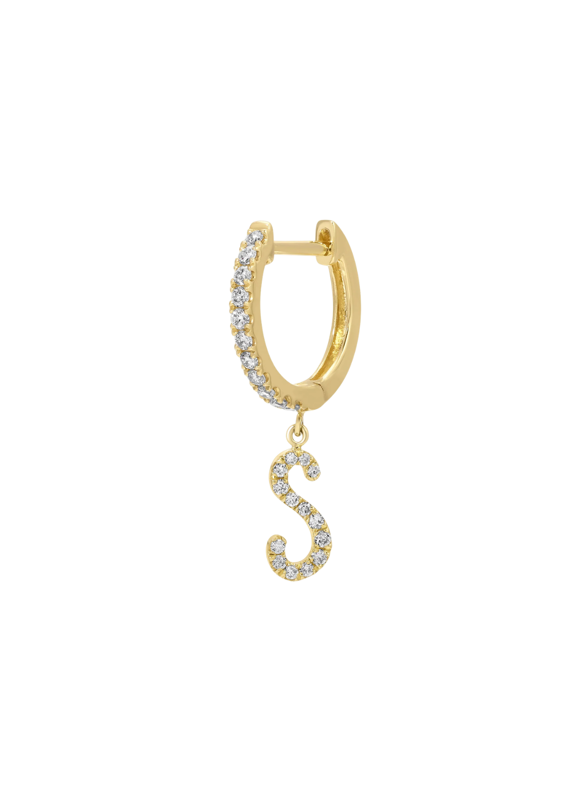 Diamond Initial Huggie Earring