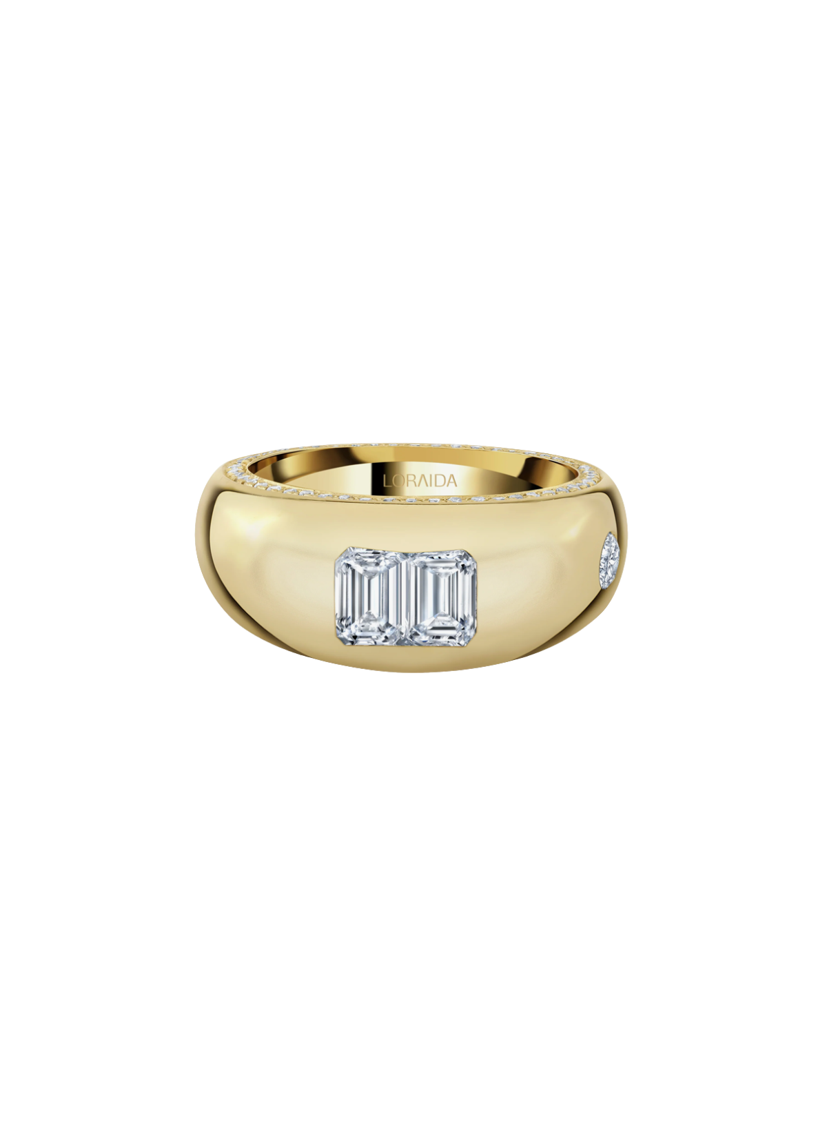 Double Emerald Paved Pinky Ring