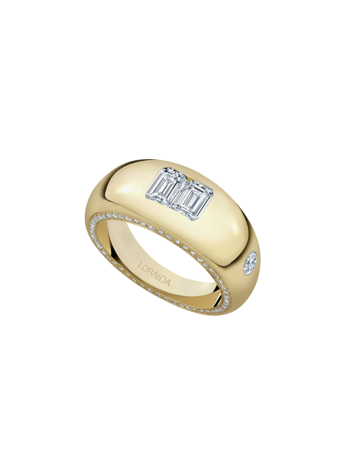 Double Emerald Paved Pinky Ring