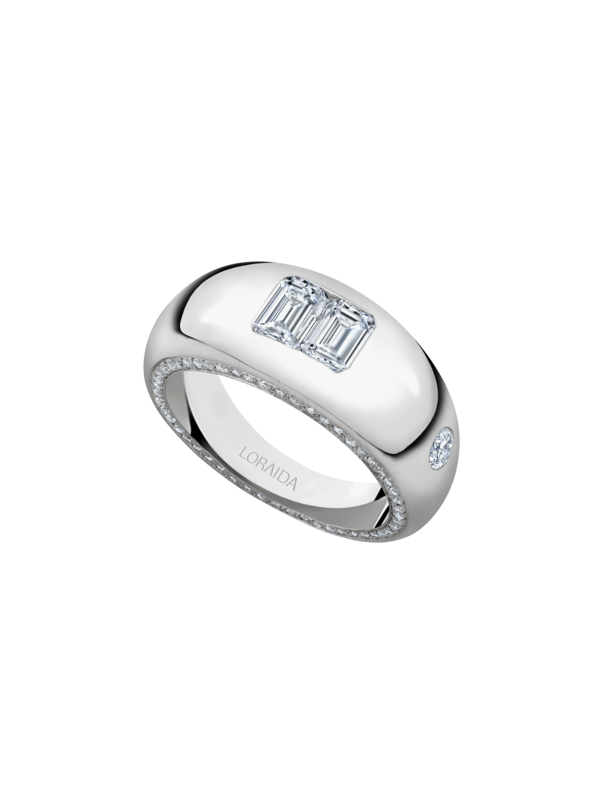 Double Emerald Paved Pinky Ring