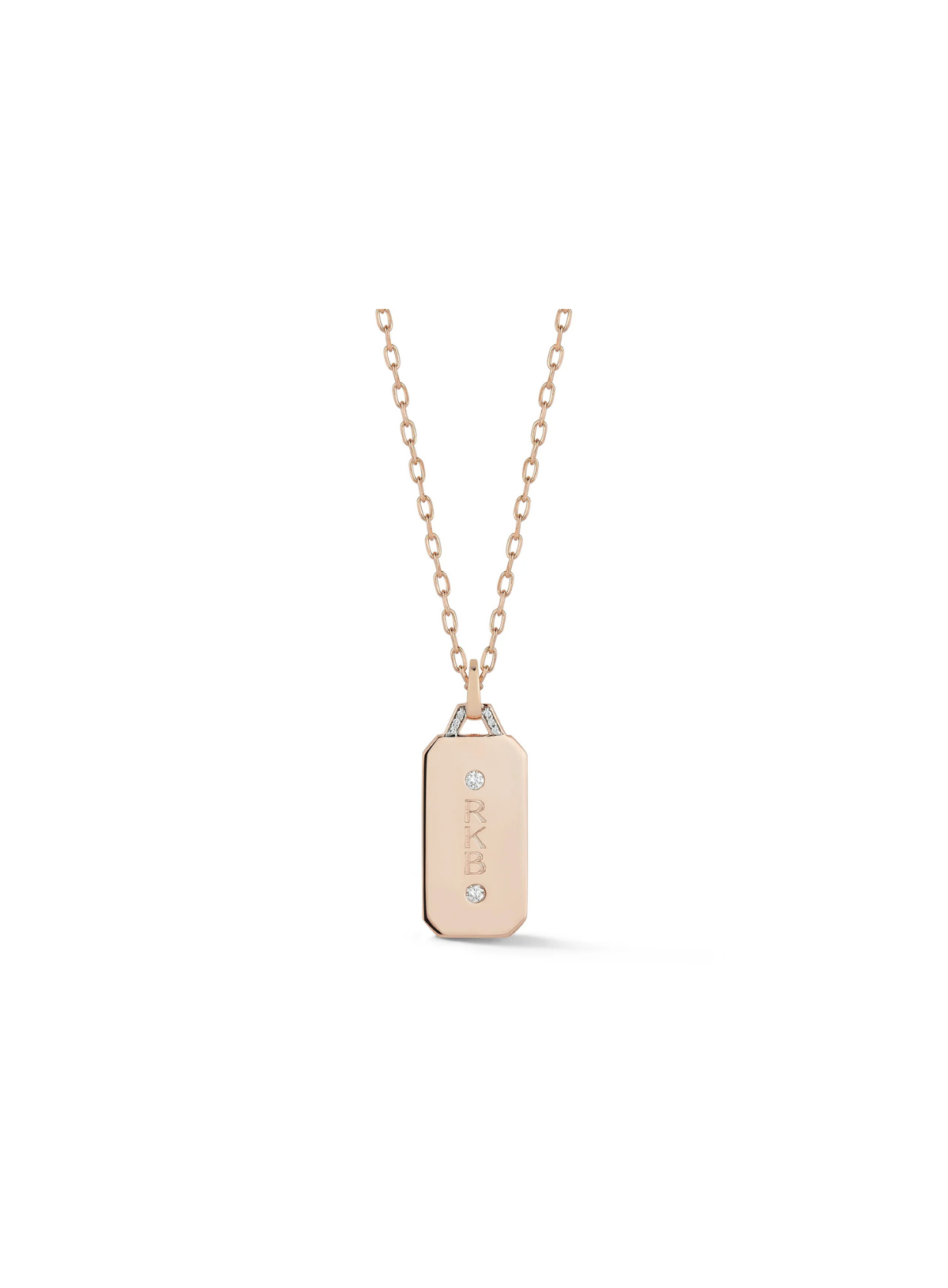 Dora 18K Gold & Diamond Small 1" Rectangular Tablet Charm with 2 Round Brilliant Diamonds