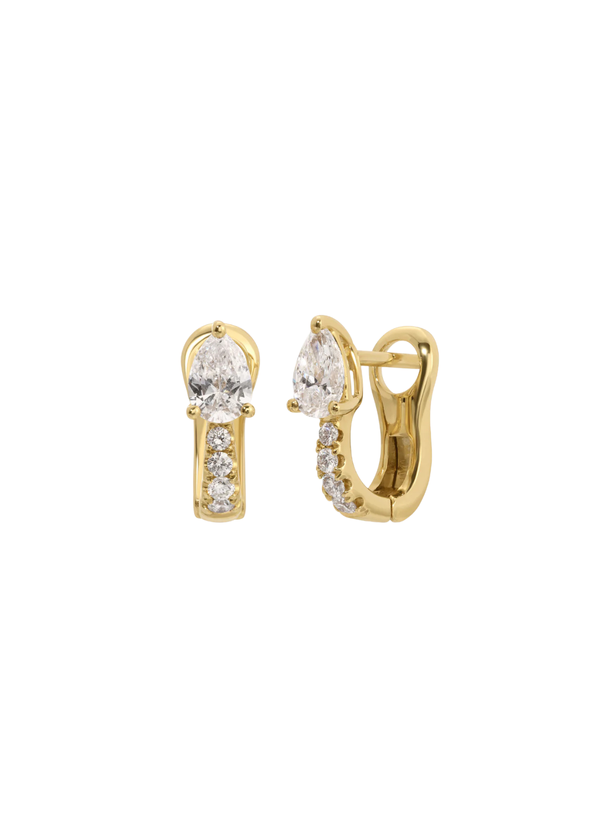 Flat Pavé Diamond Huggies with Pear Diamonds