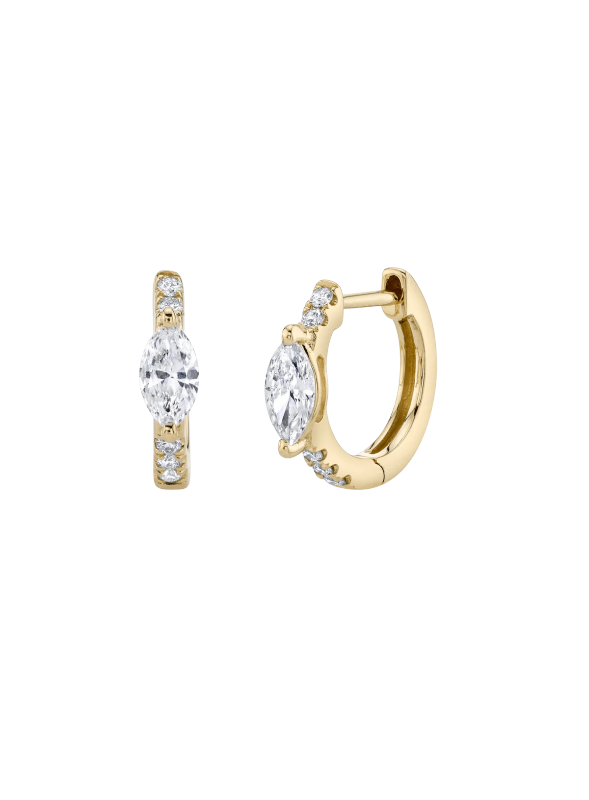 Diamond Huggies with Marquise Diamond Center