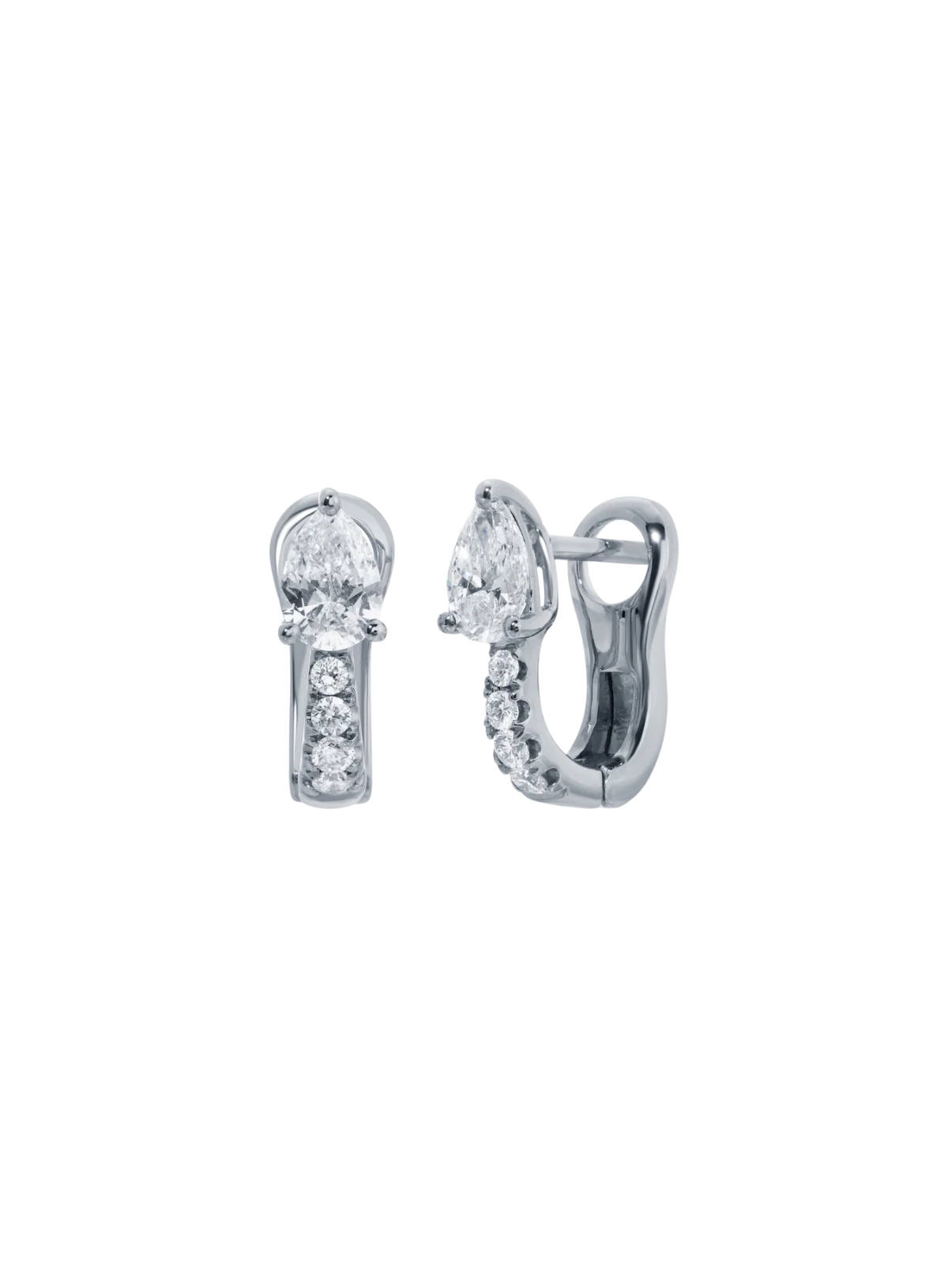 Flat Pavé Diamond Huggies with Pear Diamonds