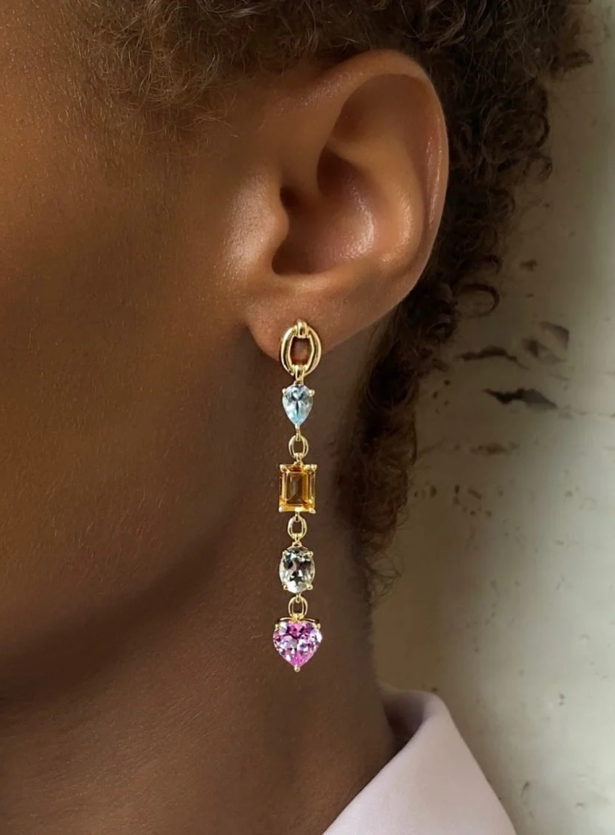 Catena Multi Stone Pastel Rainbow Earrings