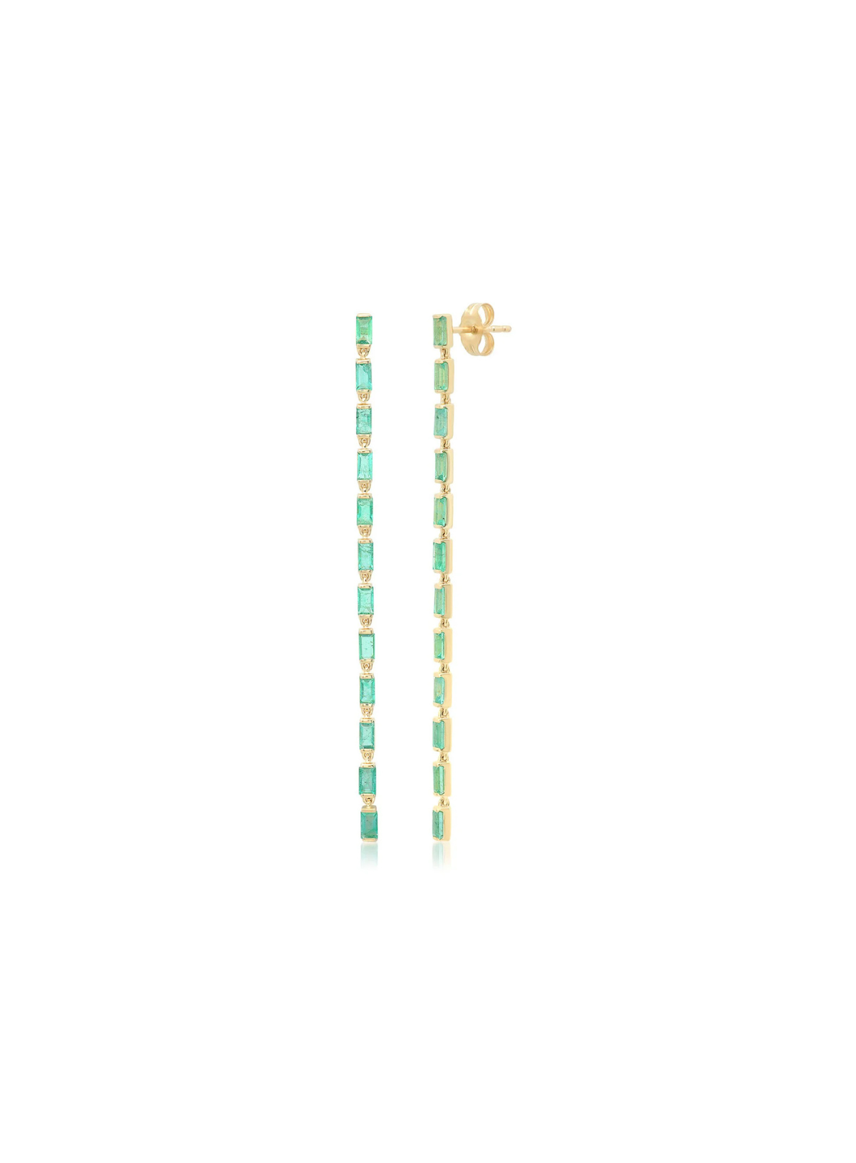 Emerald Baguette Link Earrings