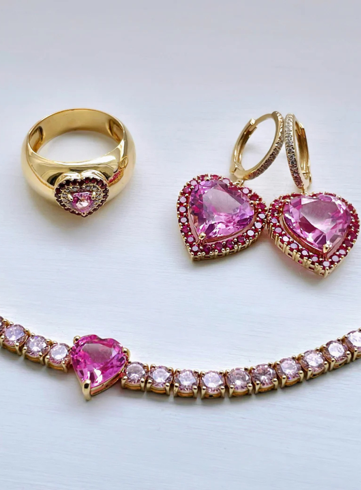 Le Cercle Heart Shaped Pink Sapphire Earrings