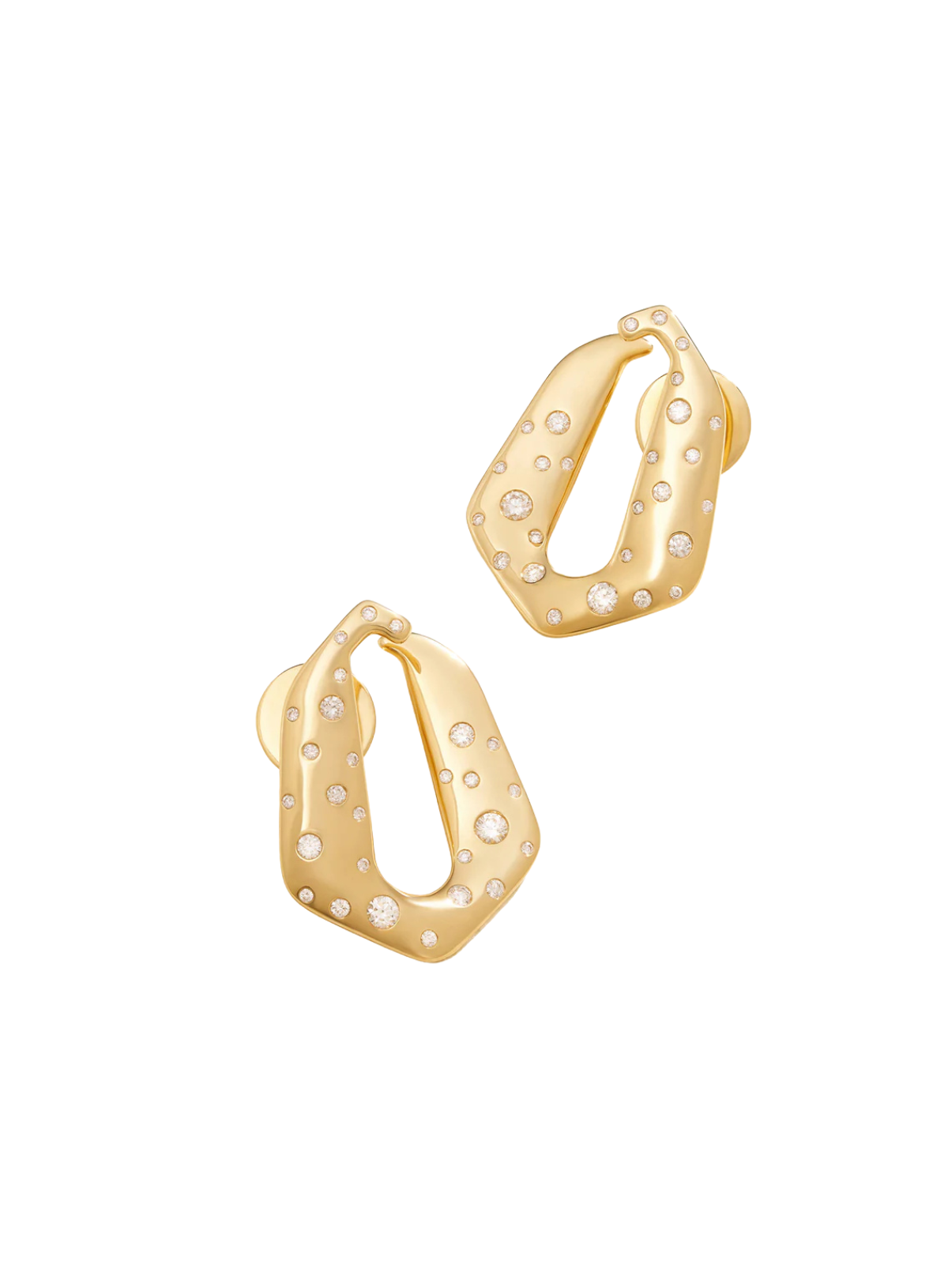 Yellow Gold Diamond Carved Earring