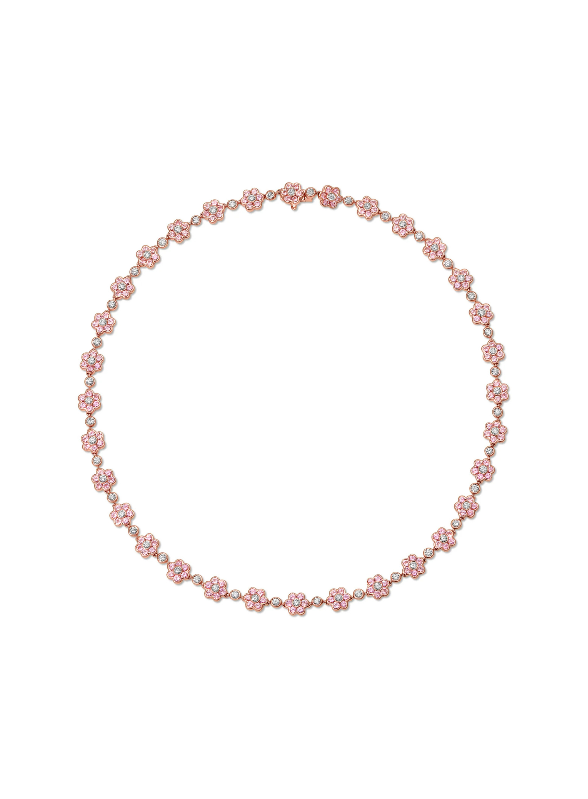 Small Pink Sapphire and Diamond Flora Choker