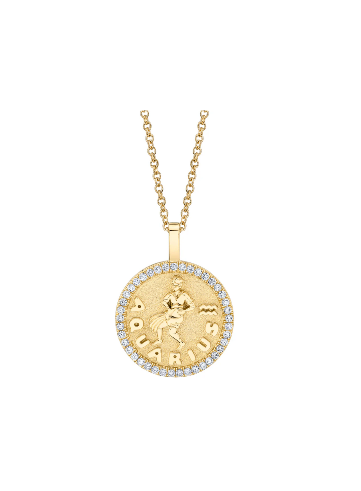 Zodiac Coin Pendant with Diamond Frame