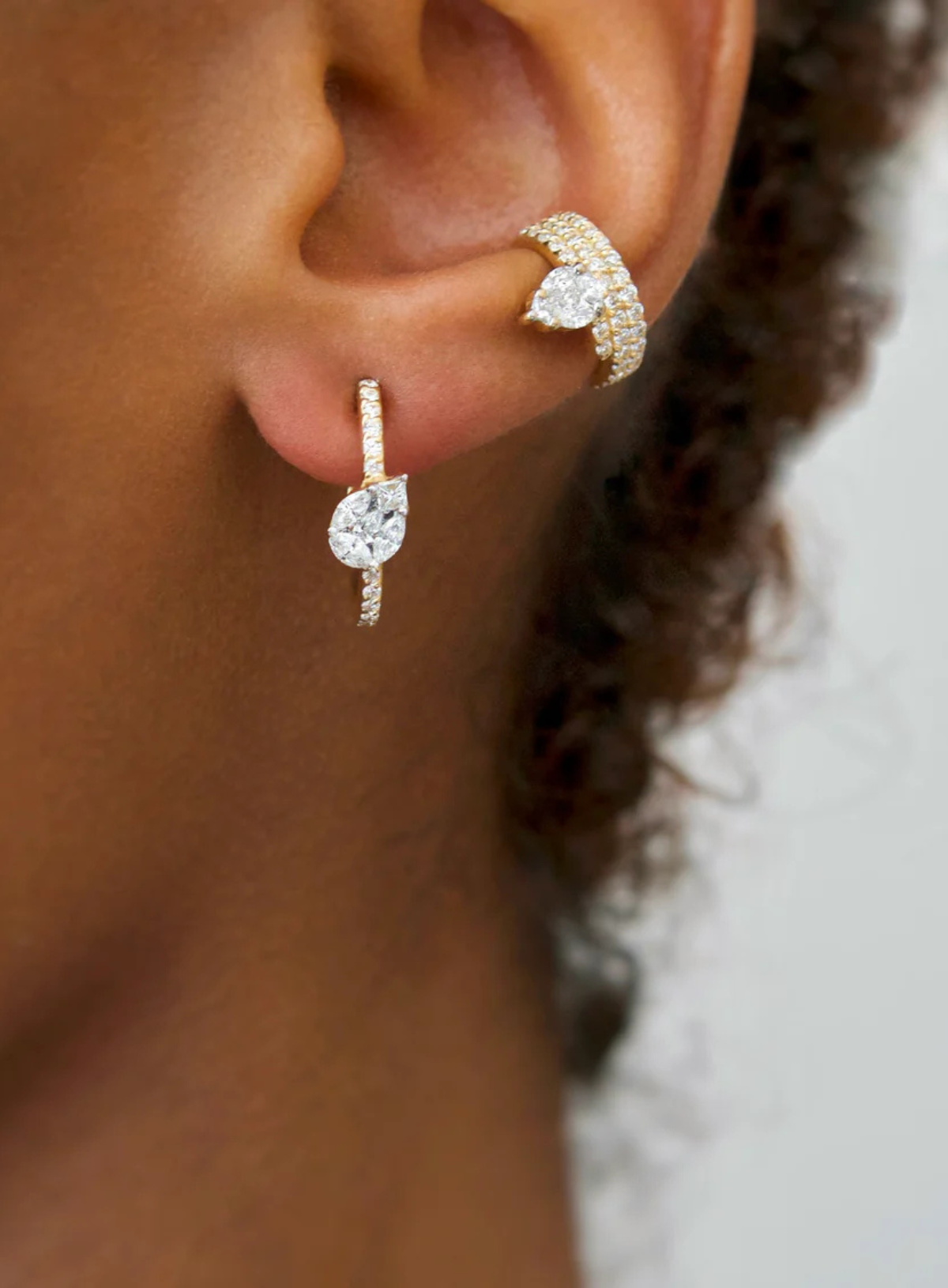 Catena Illusion Pear Shaped Hoop Earrings