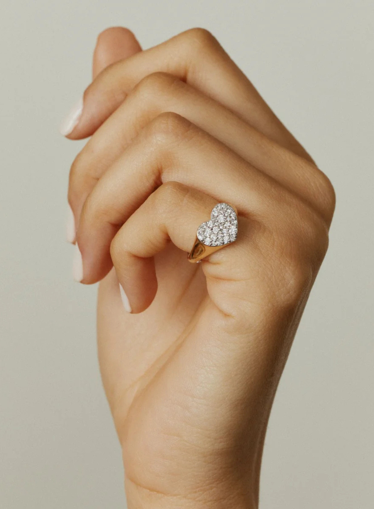 Diamond Smushed Heart Pinky Ring