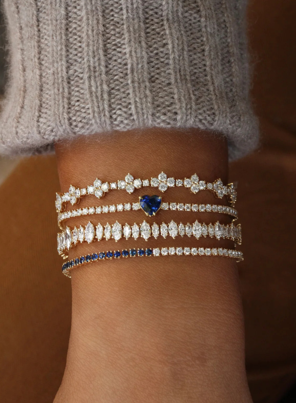 Diamond and Blue Sapphire Hepburn Bracelet