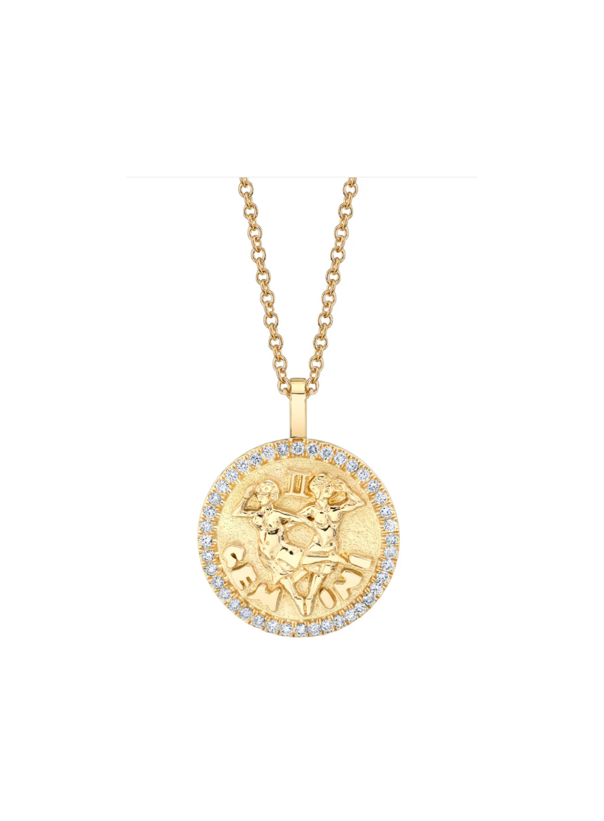 Zodiac Coin Pendant with Diamond Frame