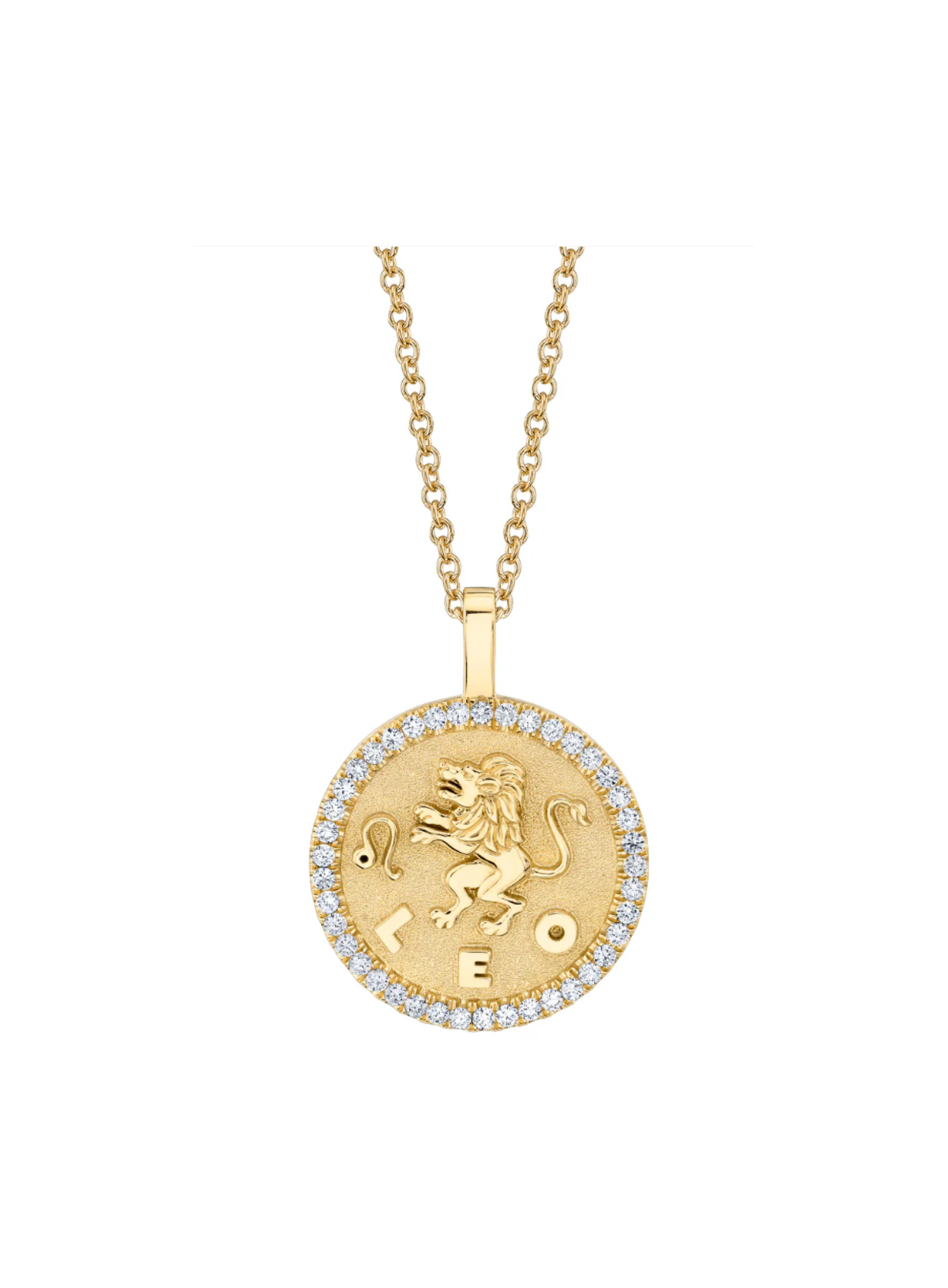 Zodiac Coin Pendant with Diamond Frame