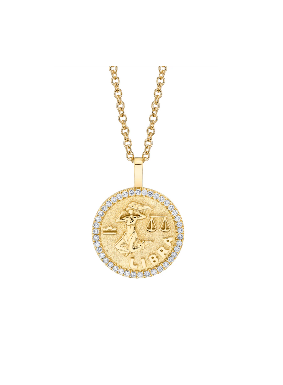 Zodiac Coin Pendant with Diamond Frame
