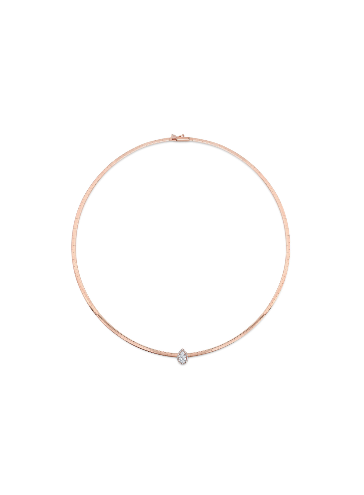 Omega Flat Pave Pear Necklace