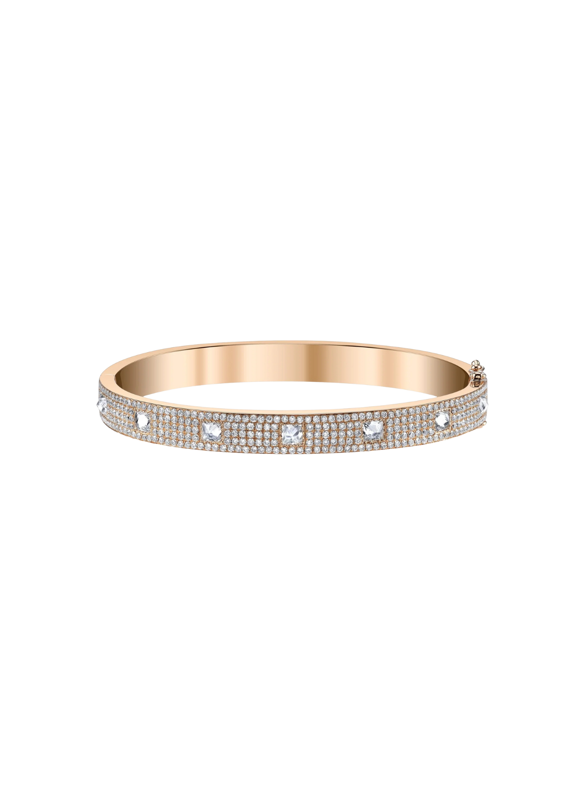 Pavé Diamond Inverted Princess Cut Oval Bracelet