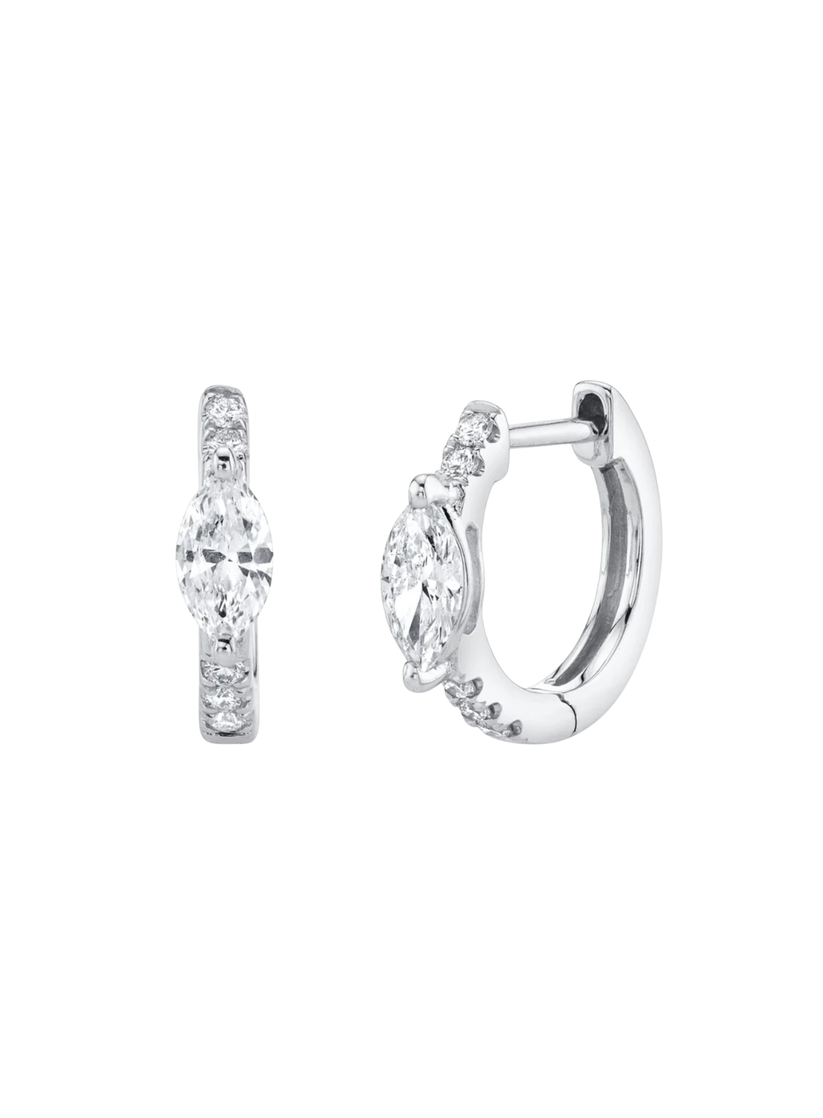 Diamond Huggies with Marquise Diamond Center