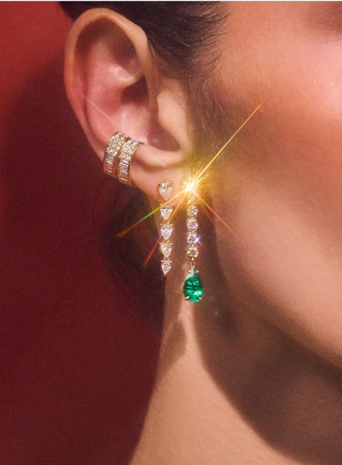 Baguette and Round Diamond Ear Cuff