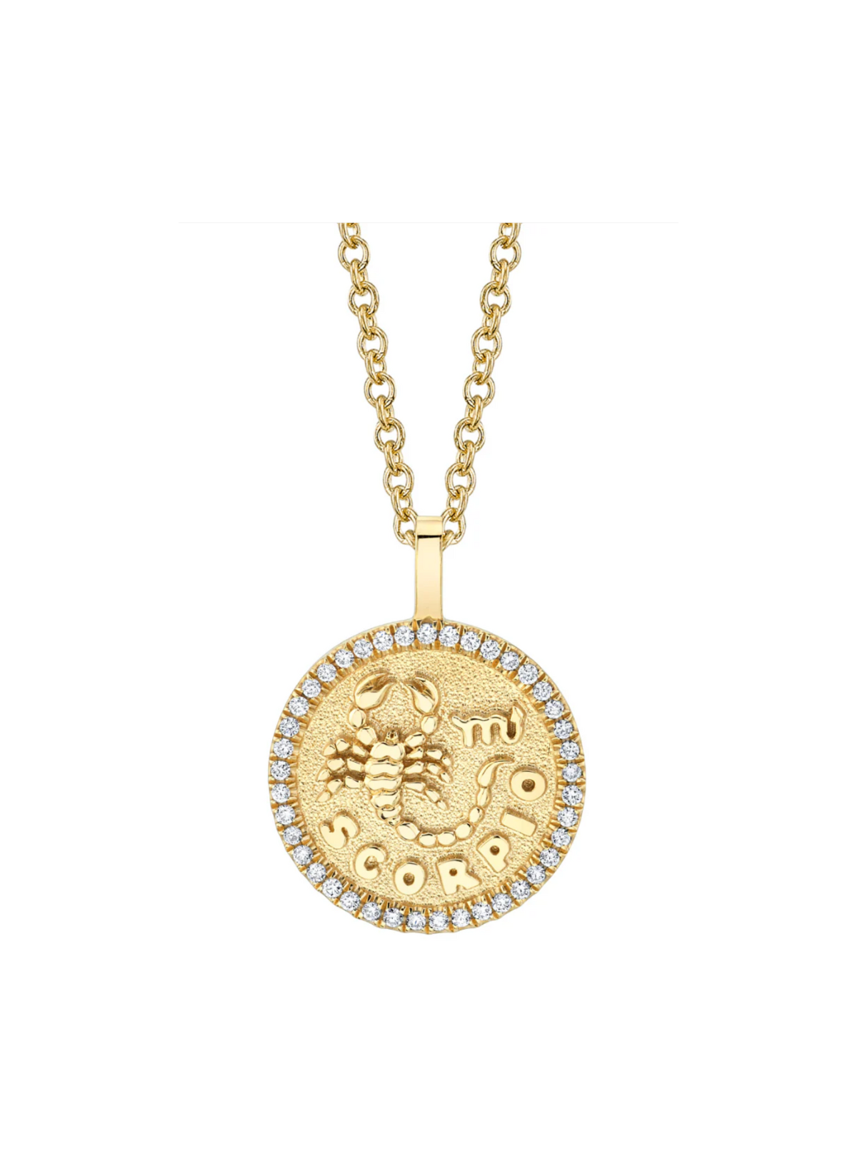 Zodiac Coin Pendant with Diamond Frame