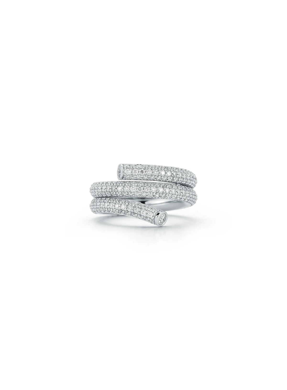 Thoby 18K White Gold & Pavé Diamond Double Row Spiral Ring