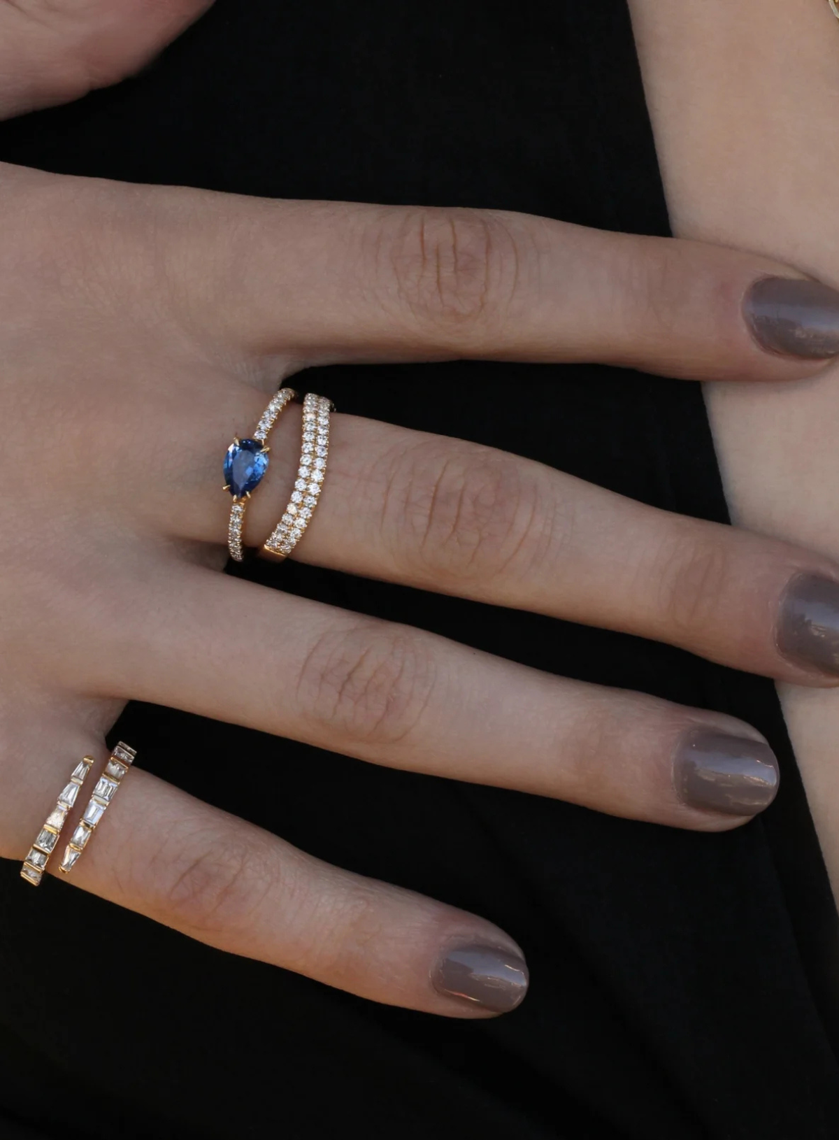 Two Row Baguette Diamond Coil Pinky Ring