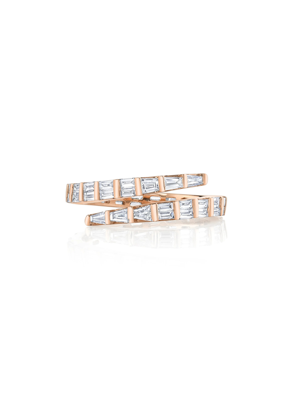 Two Row Baguette Diamond Coil Pinky Ring