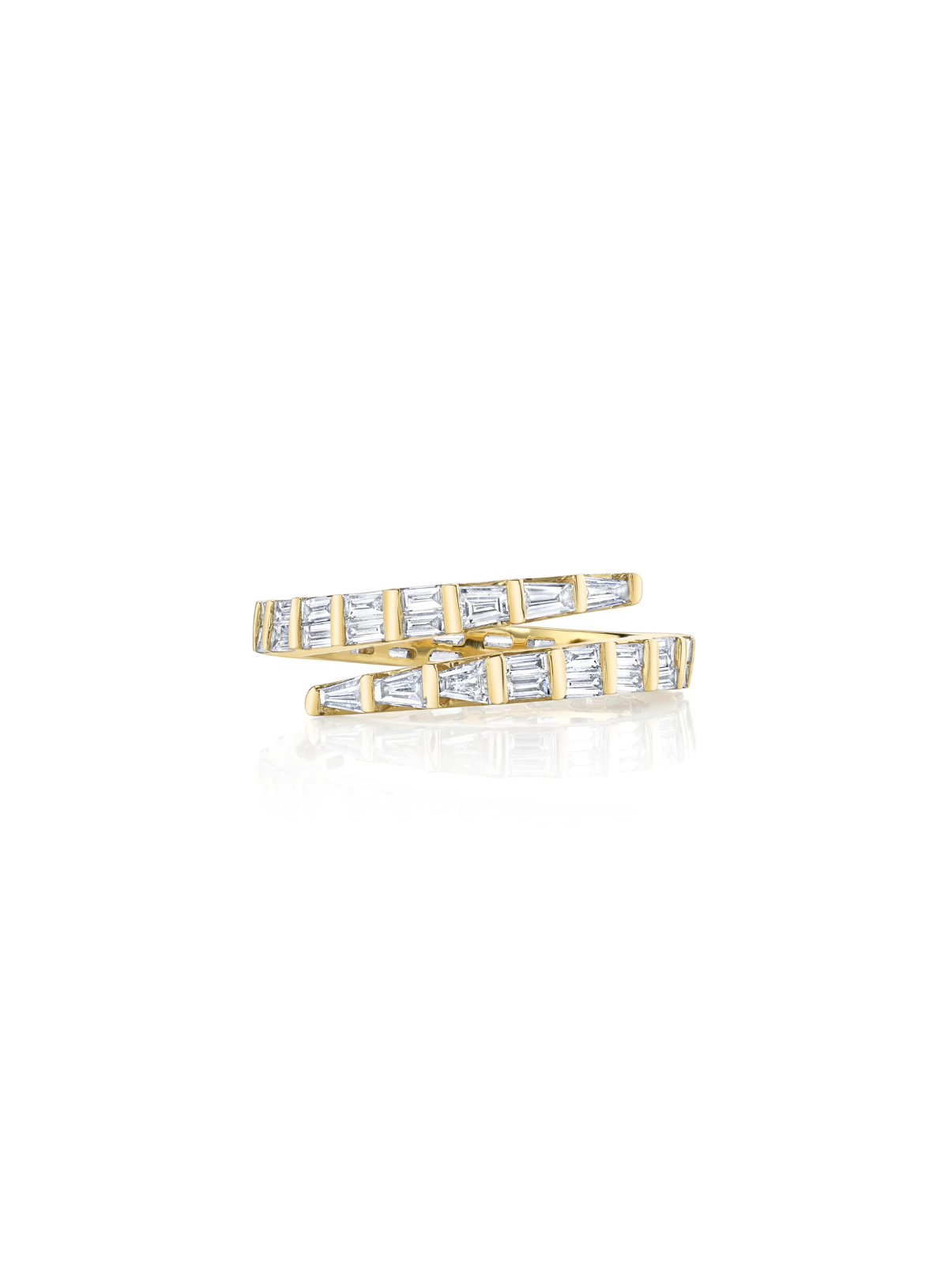 Two Row Baguette Diamond Coil Pinky Ring