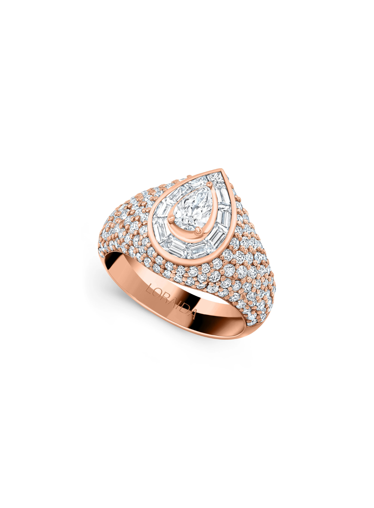 Vortex Pear Baguette Pave Pinky Ring